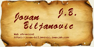 Jovan Biljanović vizit kartica